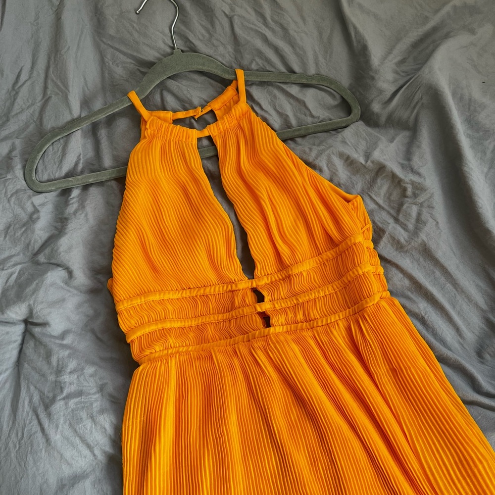 Vibrant Orange/Yellow Halter Dress